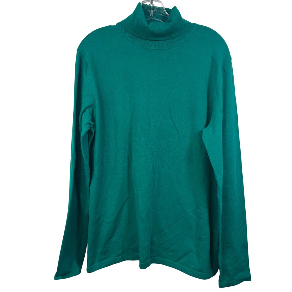 Jones New York Signature Womens XL Green Cotton Blend Turtleneck Sweater NEW
